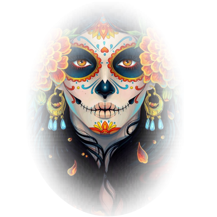 Mujer maquillada como calavera mexicana