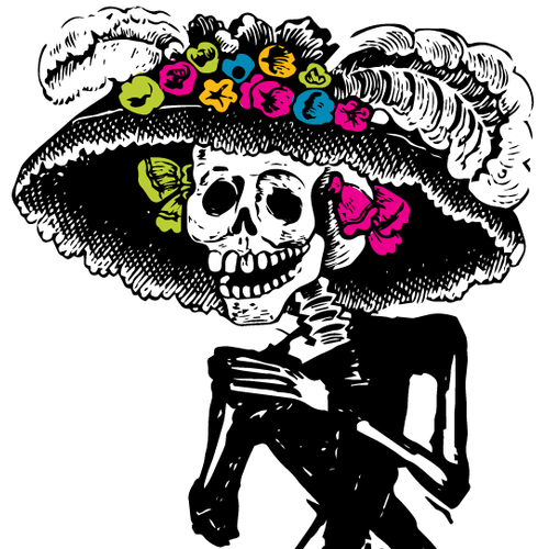 Calavera Catrina de medio cuerpo