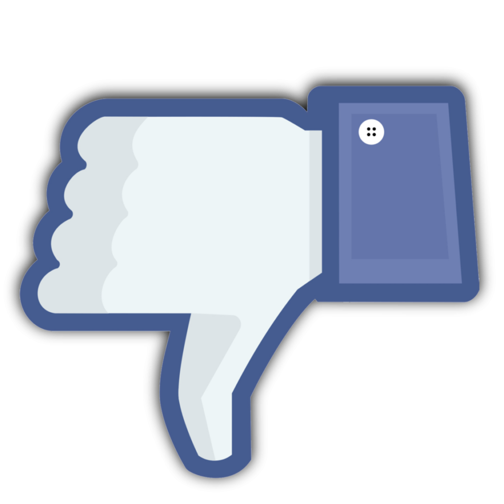 Mano con pulgar abajo semejante al "Me gusta" de Facebook pero como "Me disgusta"