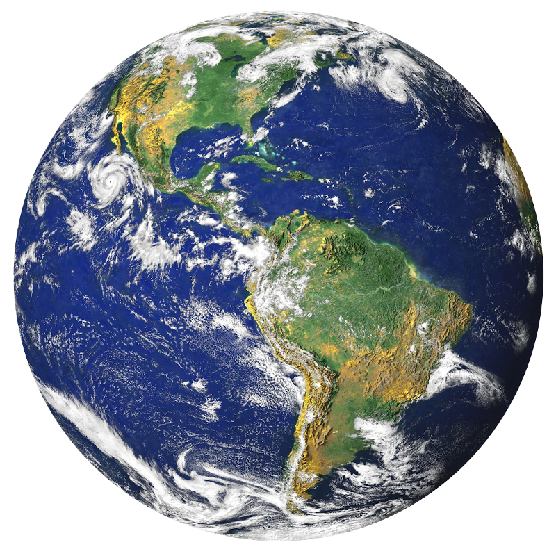 Imagen satelital del planeta Tierra, enfocando al continente Americano