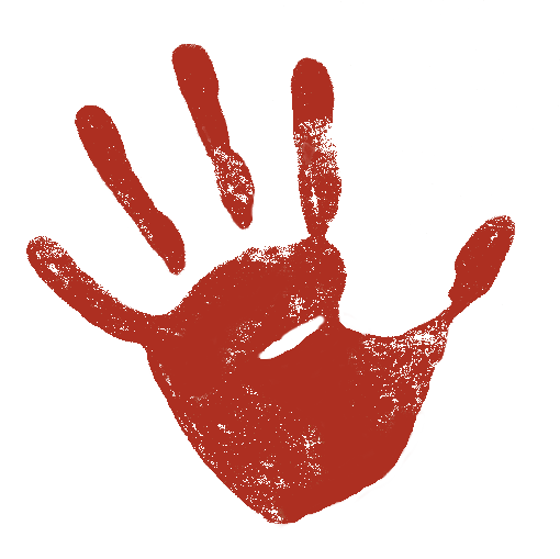 Huella de una mano en color rojo