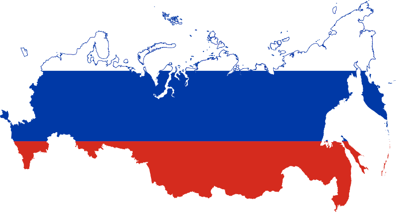 Mapa de Rusia coloreado con su bandera