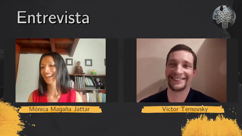 Mónica Magaña entrevistando a Víctor Ternovsky a través de la plataforma de Política ConCiencia