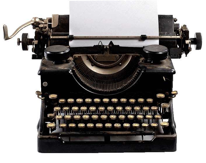 Máquina de escribir antigua en color negro y teclas circulares beige
